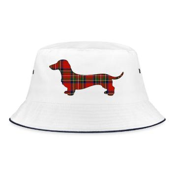 Tartan-Wursthund | Pyrenäenlinien-Labor - Bucket Hat - Weiß/Navy - Vorne