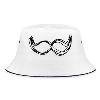 Schnurrbart handgezeichnet - Bucket Hat - Weiß/Navy - Vorne