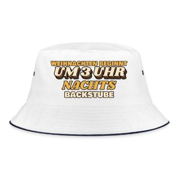 Weihnachten beginnt um 3 Uhr nachts - Bäckerei - Bucket Hat - Weiß/Navy - Vorne