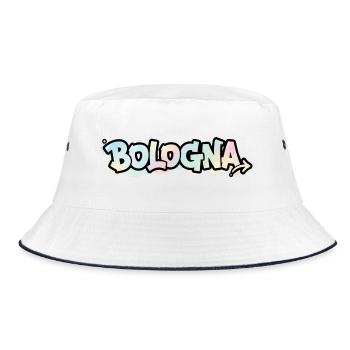 Graffiti-Schriftzug BolognA am Pfeil - Bucket Hat - Weiß/Navy - Vorne