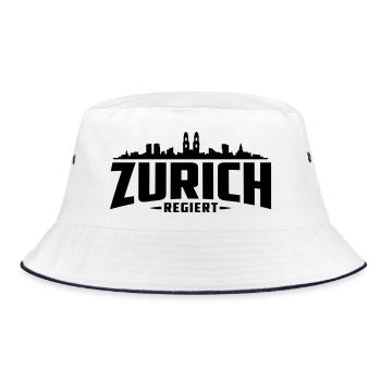Zürich Regiert für Zürcher | Züri isch ois - Bucket Hat - Weiß/Navy - Vorne
