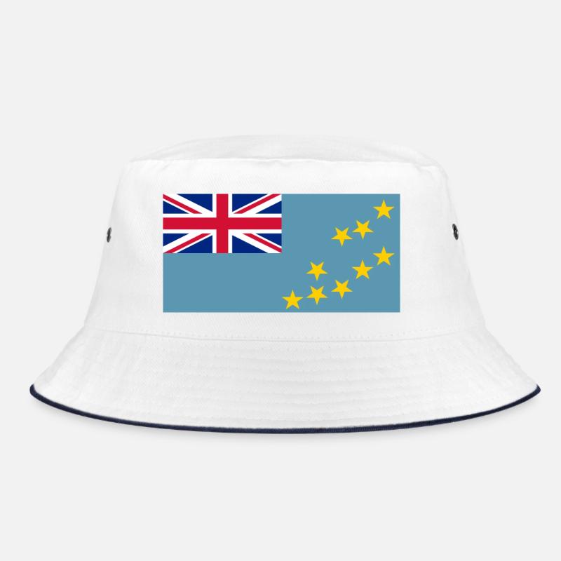 Tuvalu Flagg - Bucket Hat - Weiß/Navy