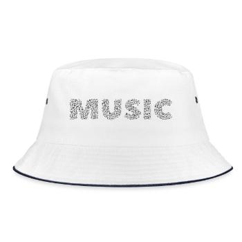 MUSIC aus Noten – Für echte Musikfans - Bucket Hat - Weiß/Navy - Vorne