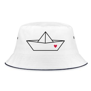 Bateau en papier bateau coeur je héberge un cadeau d'amour - Bob - blanc/marine - Devant