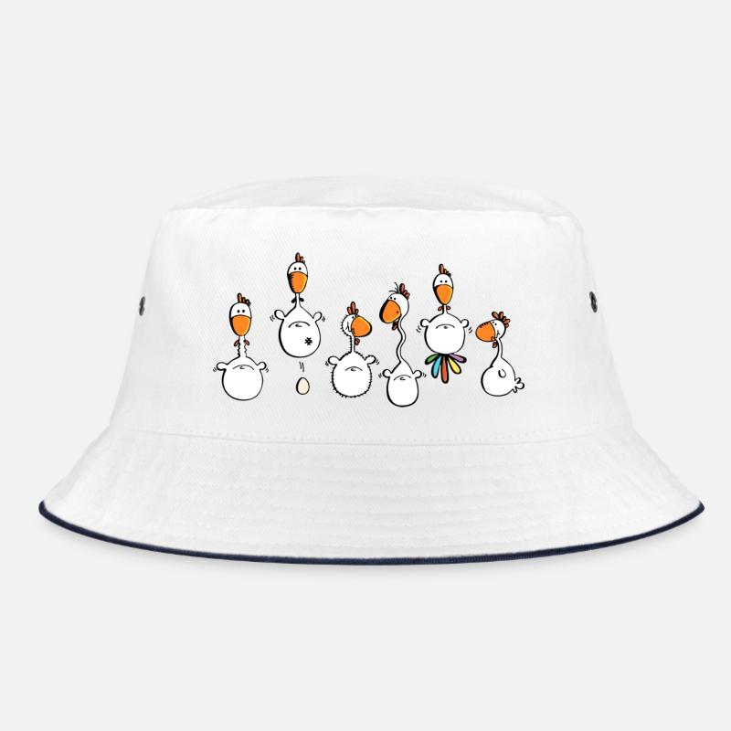 Verrückte Hühner - Huhn - Hahn - Vogel - Bucket Hat - Weiß/Navy