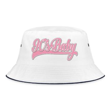 90s Baby Pink Retro Script - Bucket Hat - white/navy - Front