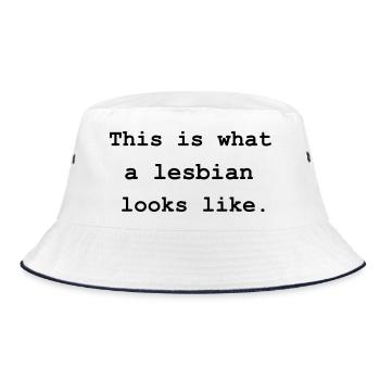 This is what a lesbian looks like. - Bucket Hat - white/navy - Front