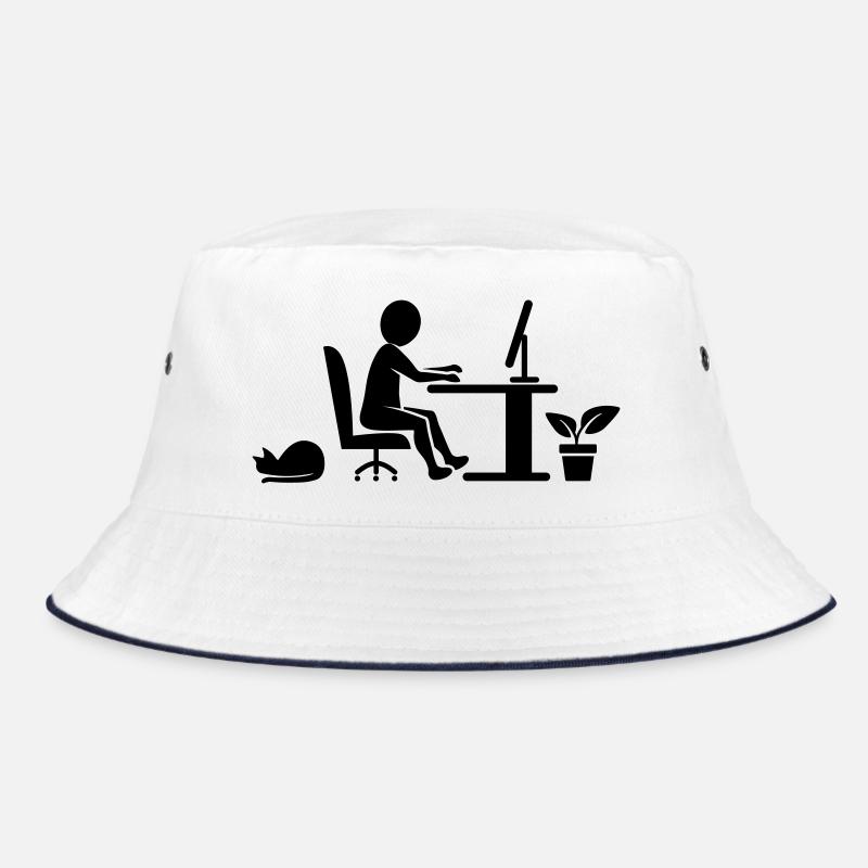 Home Office mit Katze und Zimmerpflanze Bucket Hat