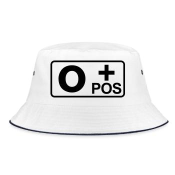 #302 Blutgruppe 0 pos - Bucket Hat - Weiß/Navy - Vorne