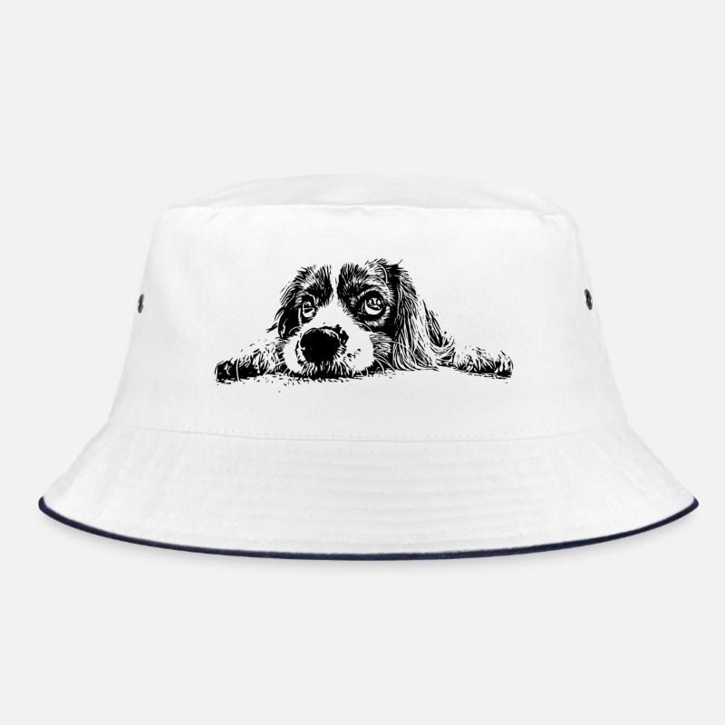 Cocker Spaniel - Bucket Hat - white/navy