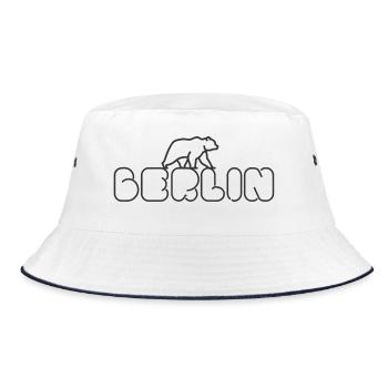 Berlin - Berlin Schriftzug - Berliner Bär - Bucket Hat - Weiß/Navy - Vorne