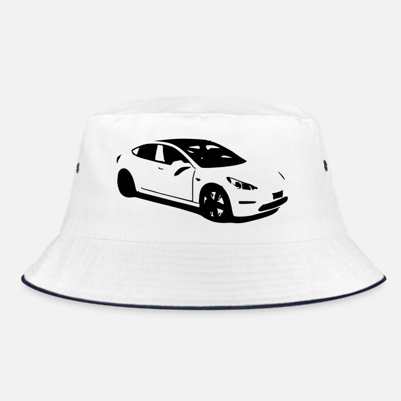Elektroauto Tesla Model 3 electric car - Bucket Hat - Weiß/Navy