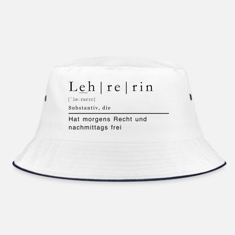 Lehrerin Duden spruch Lustig Schwarz 2 - Bucket Hat - Weiß/Navy