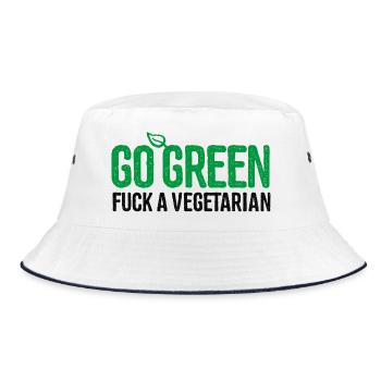 Anti Vegetarian Griller Go green fuck a vegetarian - Bucket Hat - white/navy - Front