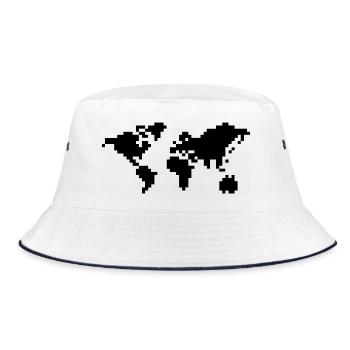 Pixel world map - Bucket Hat - white/navy - Front
