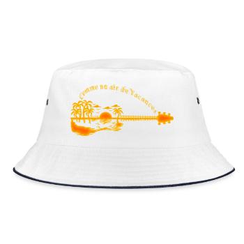 Tropischer Sonnenuntergang am Pier - Bucket Hat - Weiß/Navy - Vorne