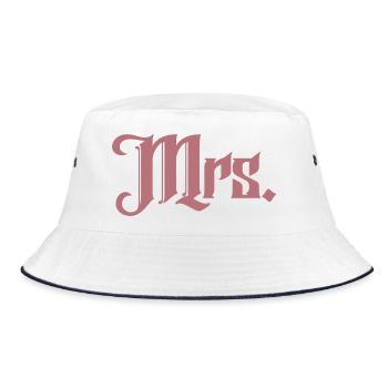 Mrs. Matching Couple Engagement Wedding Honeymoon - Bucket Hat - white/navy - Front