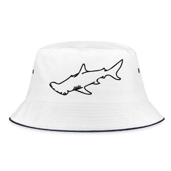 Eleganz der Tiefe - Hammerhai - Bucket Hat - Weiß/Navy - Vorne