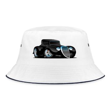 Midnight Muscle: Power in Schwarz - Bucket Hat - Weiß/Navy - Vorne