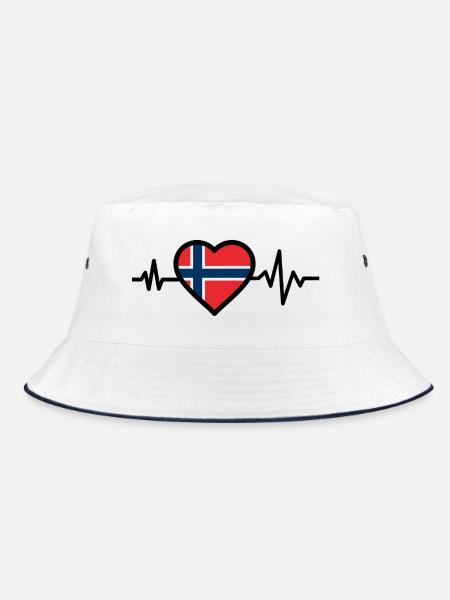 Herz mit norwegischer Flagge - Bucket Hat - Weiß/Navy
