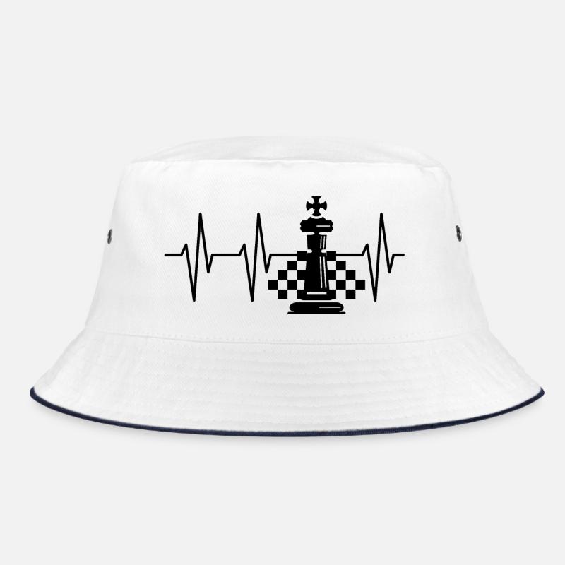 Brick Pattern Pulse Chess Heartbeat King icon Bucket Hat