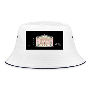 Berlin, Oper unter den Linden, Zeichnung - Bucket Hat - Weiß/Navy - Vorne