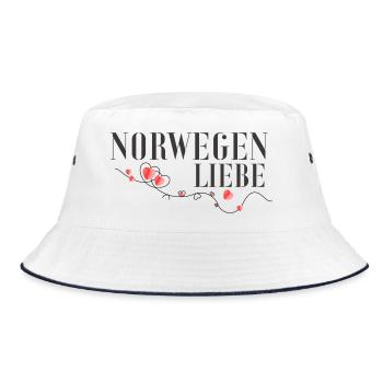 Norwegen Liebe Herzdesign - Bucket Hat - Weiß/Navy - Vorne