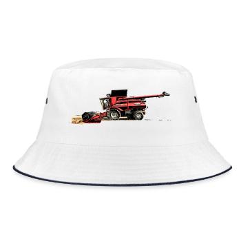 Erntemaschine Case M Traktor - Bucket Hat - Weiß/Navy - Vorne