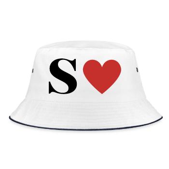 Letter s red heart - Bucket Hat - white/navy - Front