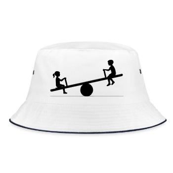 Playful motif of children on a seesaw - Bucket Hat - white/navy - Front