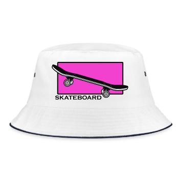skateboard skater halfpipe sk8 grind skate - Bucket Hat - white/navy - Front