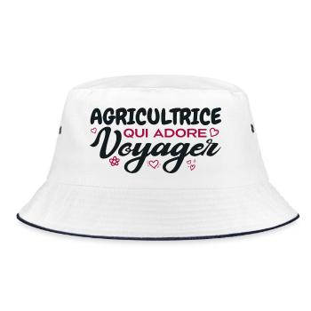 Globetrotting farmer with a passion for travel - Bucket Hat - white/navy - Front