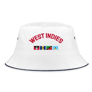 West Indies Flags - Karibik - Caribbean - Flaggen - Bucket Hat - Weiß/Navy - Vorne