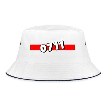 0711 Balken Stuttgart Vorwahl Telefon telefonieren - Bucket Hat - Weiß/Navy - Vorne