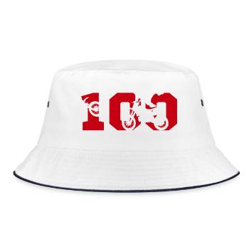 Moto 100 Biker - Bucket Hat - Weiß/Navy - Vorne