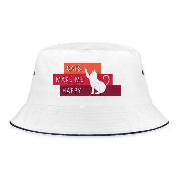 Cats make me happy - Typography - Bucket Hat - white/navy - Front
