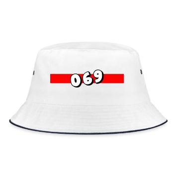 069 - Frankfurt Vorwahl - Telefon - telefonieren - Bucket Hat - Weiß/Navy - Vorne