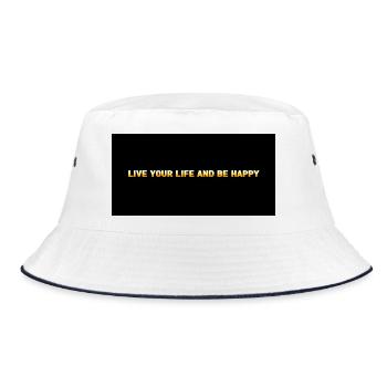 Lebe dein Leben – Glücklich sein - Bucket Hat - Weiß/Navy - Vorne