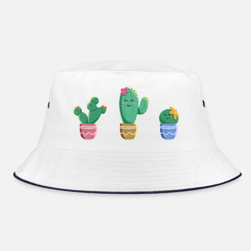 Kaktus Trio - Bucket Hat - Weiß/Navy