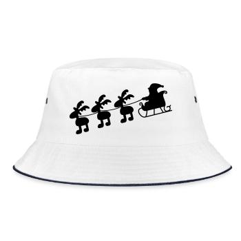 Weihnachtsmann mit Schlitten - Bucket Hat - Weiß/Navy - Vorne