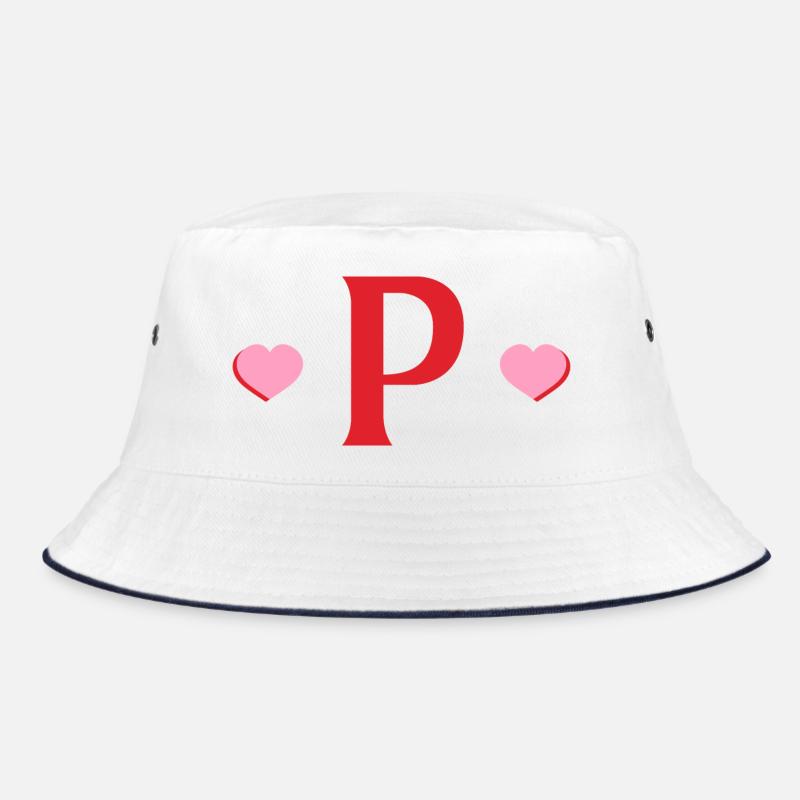 Letter p red hearts Bucket Hat