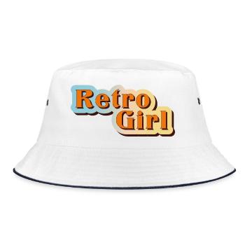 Retro Girl – 70s Vibes & Nostalgie - Bucket Hat - Weiß/Navy - Vorne