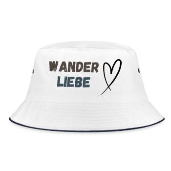 Schriftzug Wanderliebe und Herz, schlicht - Bucket Hat - Weiß/Navy - Vorne