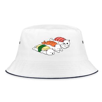 Meow Sushi - Bucket Hat - white/navy - Front