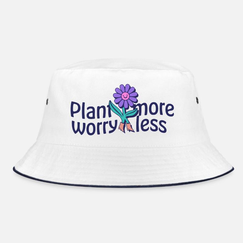 Plant More Worry Less – Lächelnde Blume Bucket Hat