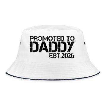 Befördert Zum Papa Est. 2026 Lustige Ankündigung - Bucket Hat - Weiß/Navy - Vorne
