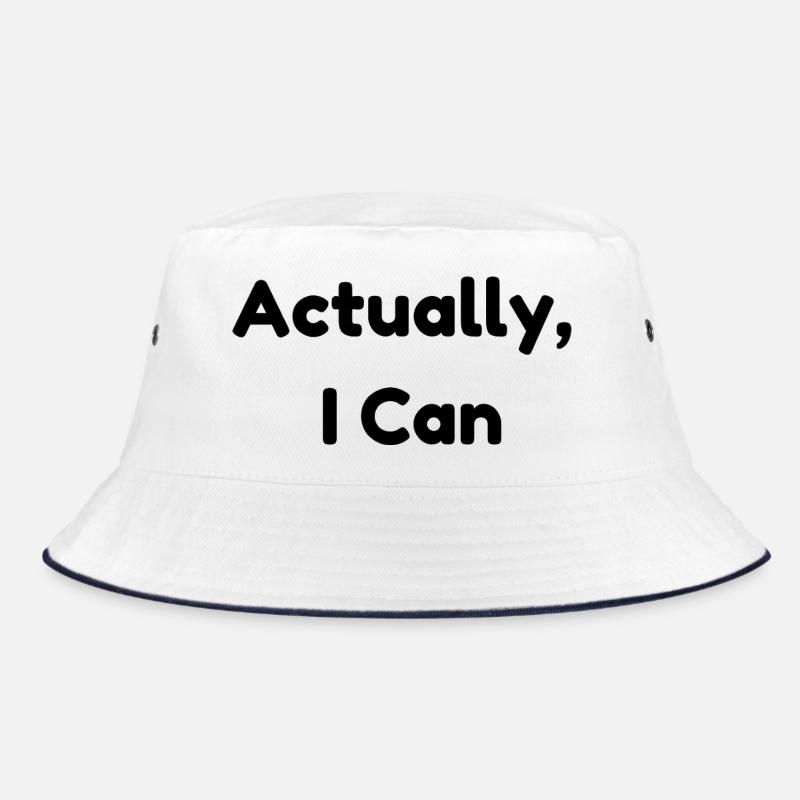 Actually, I Can – Minimalist Positive Affirmation - Bucket Hat - white/navy