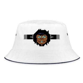 PETSCII girl - Bucket Hat - Weiß/Navy - Vorne
