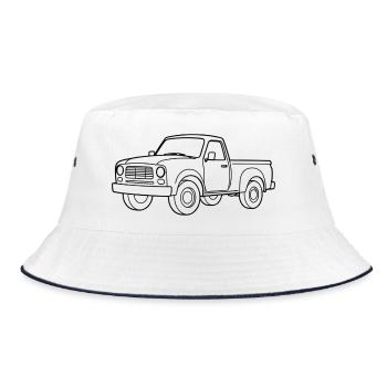 Minimalistic Pickup Truck - Bucket Hat - white/navy - Front
