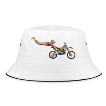 Motocross Freestyle - Bucket Hat - Weiß/Navy - Vorne